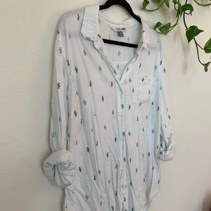 BOGO FREE Cactus Print Button Up Blouse size XXL